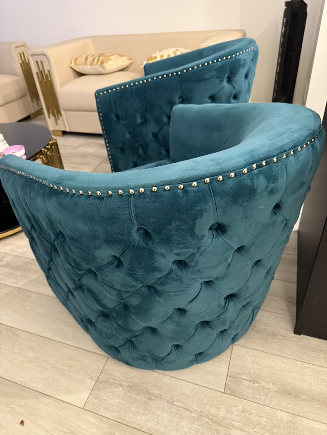 Teal Velvet Accent Chairs (Set of 2) - photo 5
