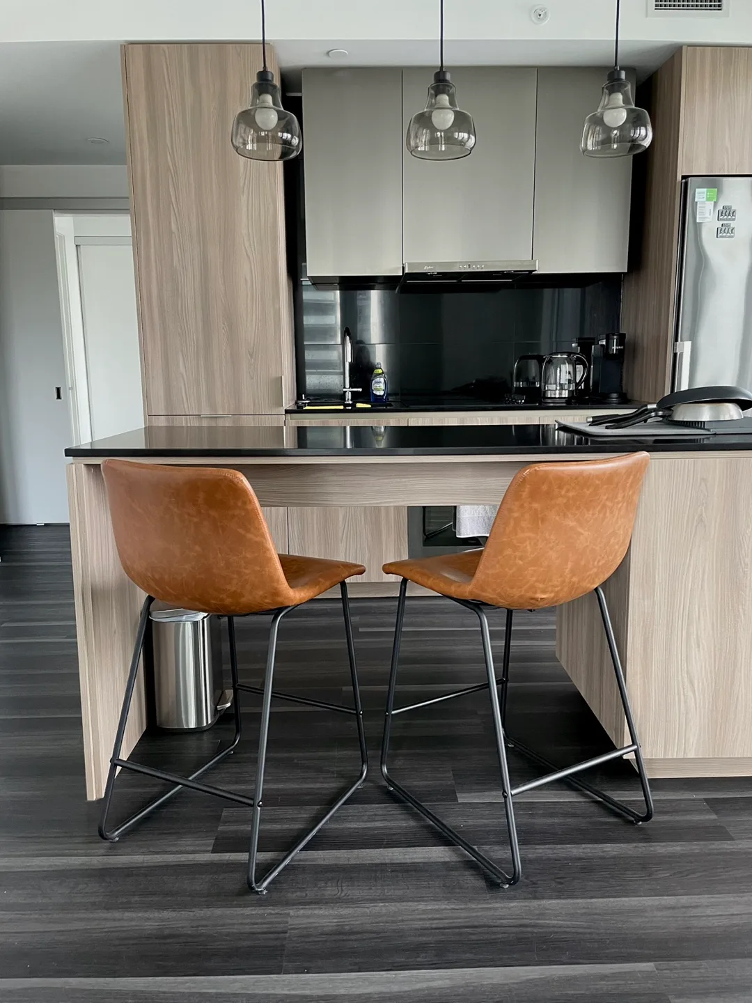 Two Brown Leather Bar & Counter Stool thumbnail