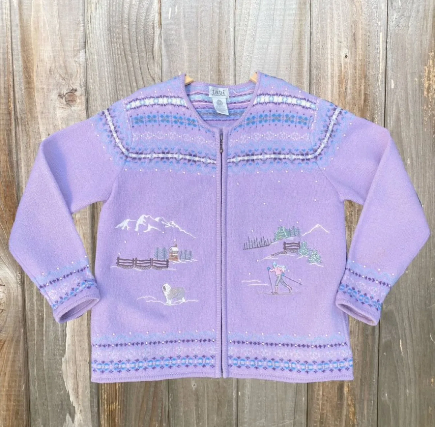 Vintage Ski Embroidered Cardigan (large) thumbnail