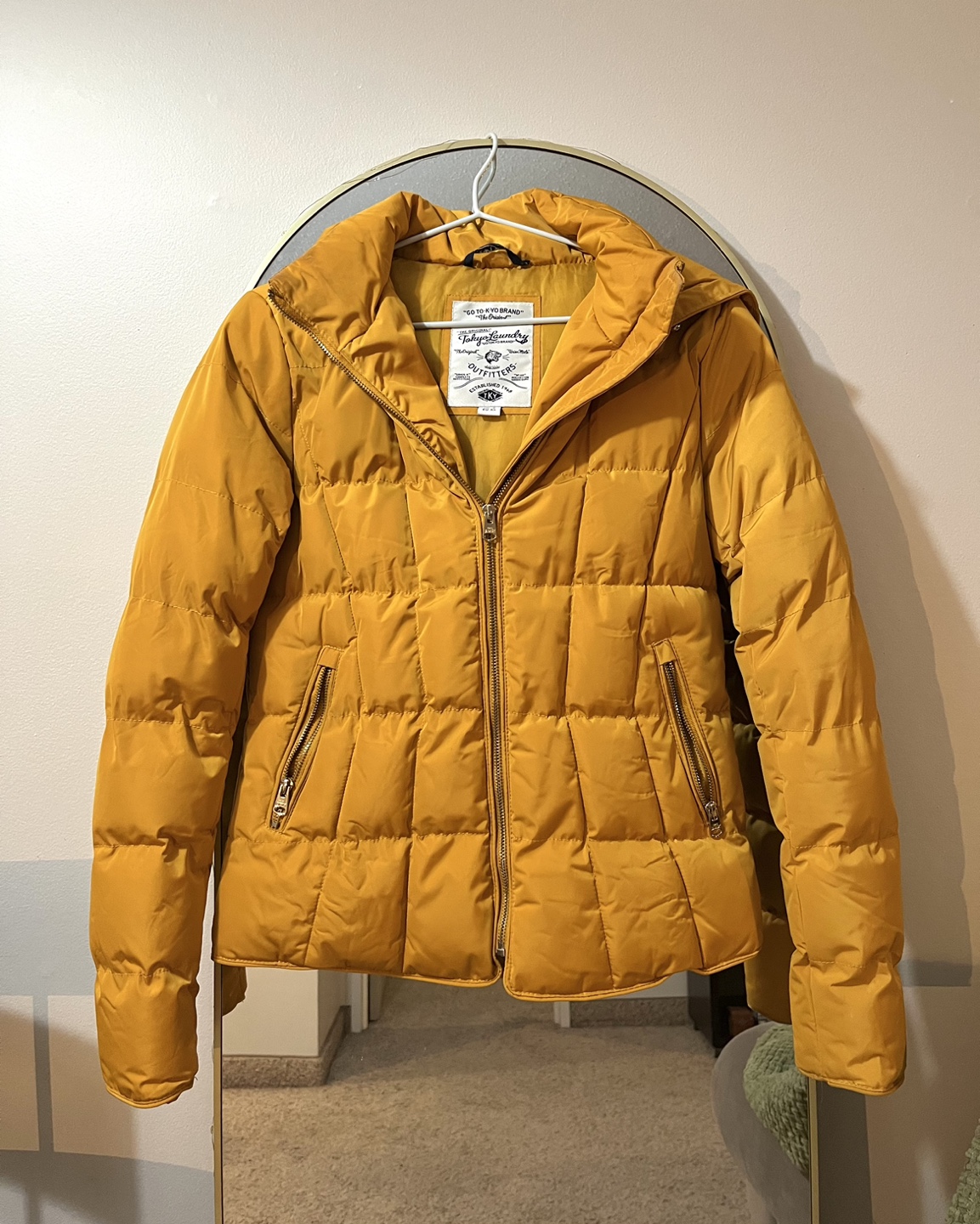 MOVING!! Tokyo Laundry Mustard Yellow Puffer Jacket
