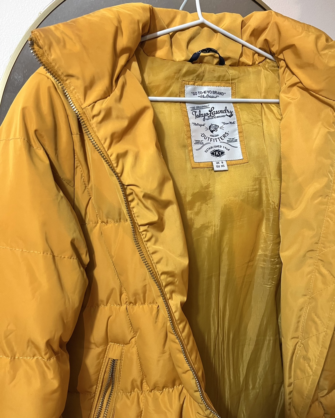 MOVING!! Tokyo Laundry Mustard Yellow Puffer Jacket - photo 3