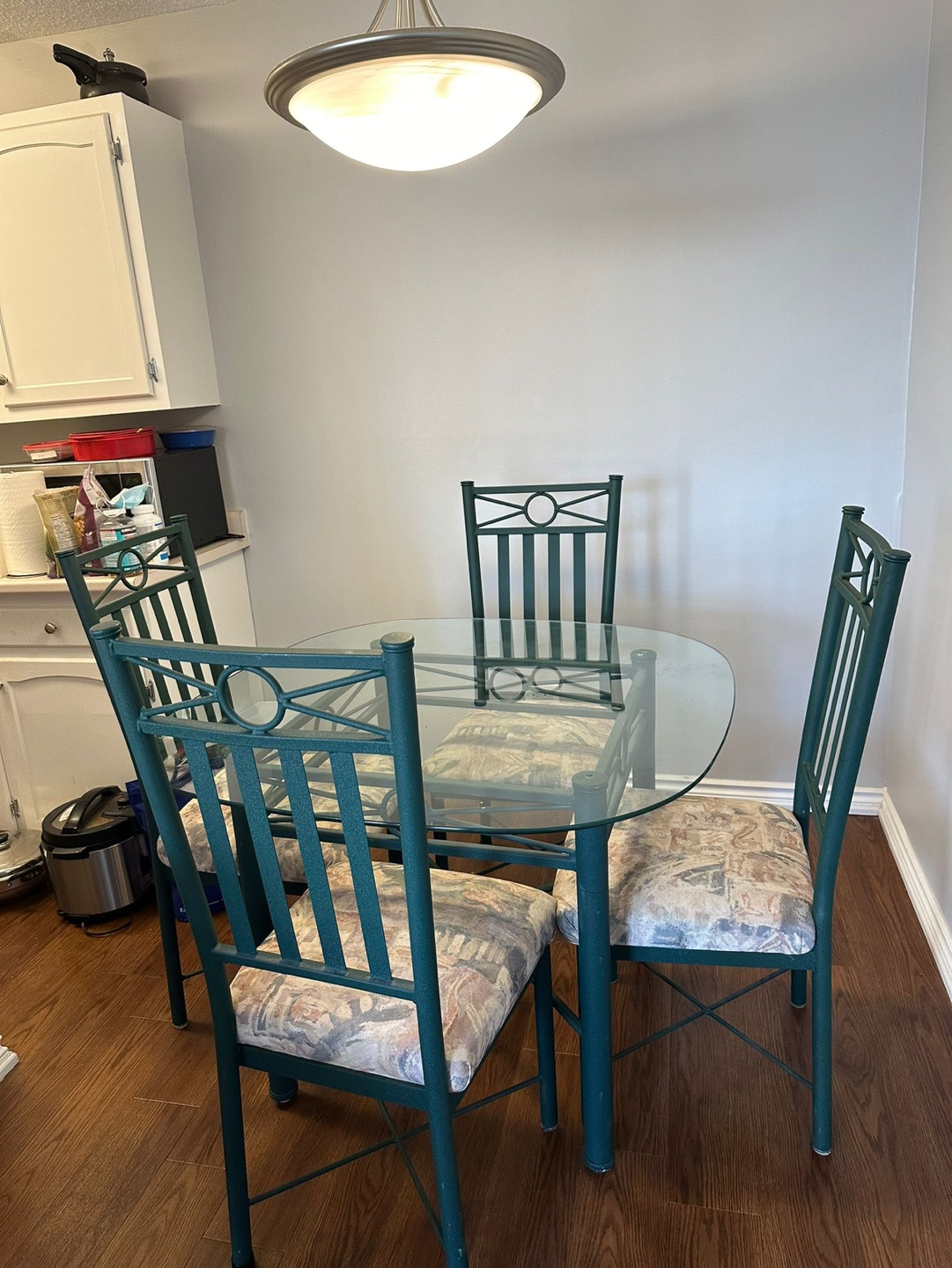 Glass Top Dining Table Set with 4 Chairs