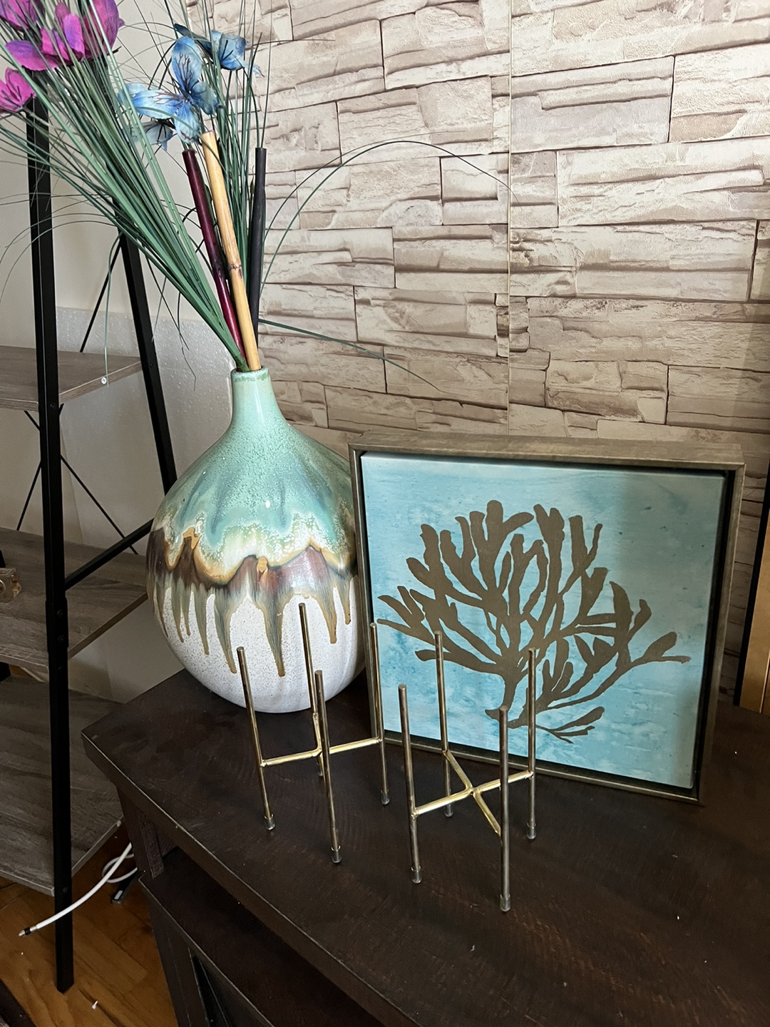 Set of 2 Gold Plant Stands