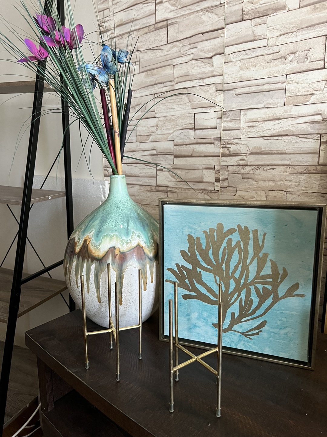 Set of 2 Gold Plant Stands - photo 4