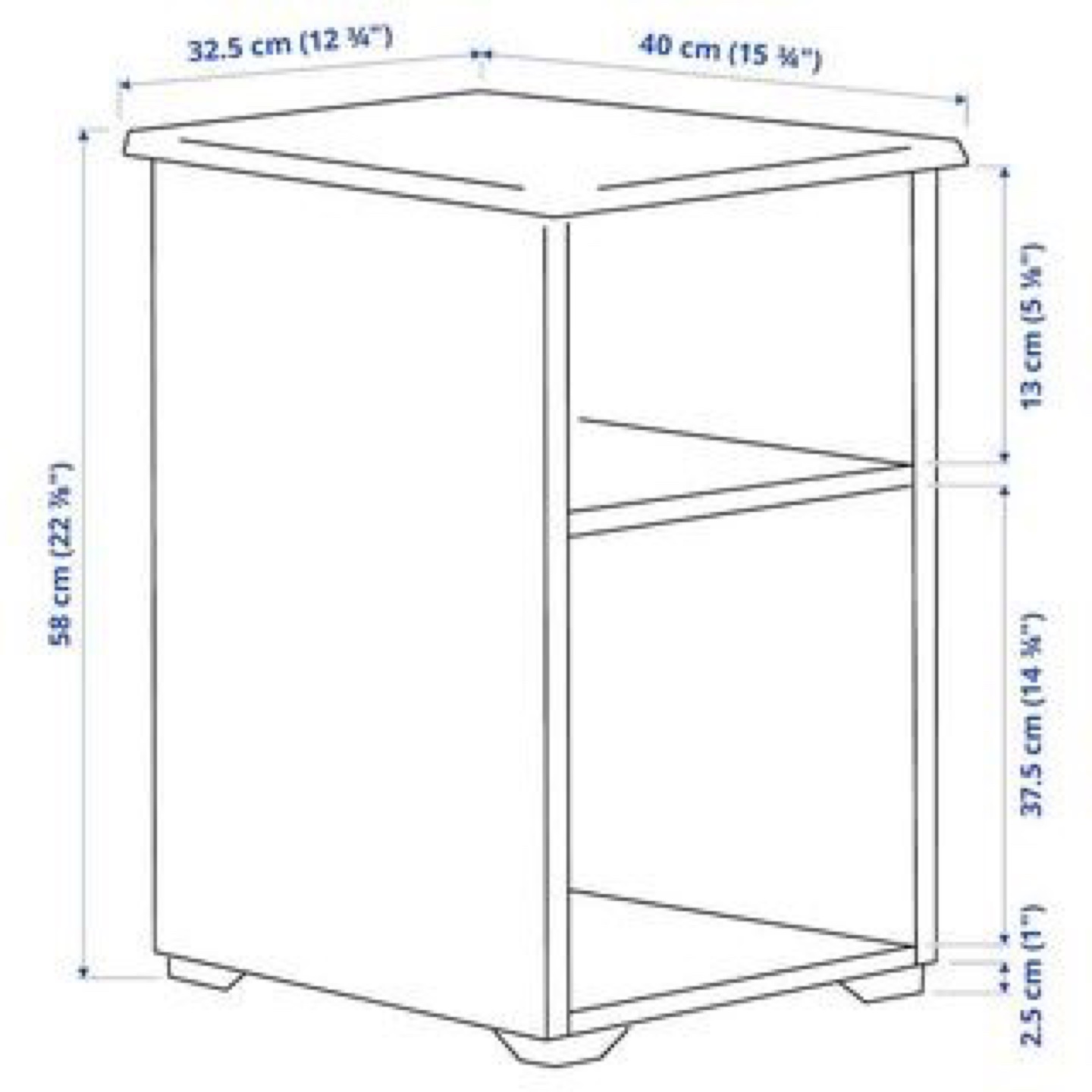 White Bedside Table with Shelf - photo 2