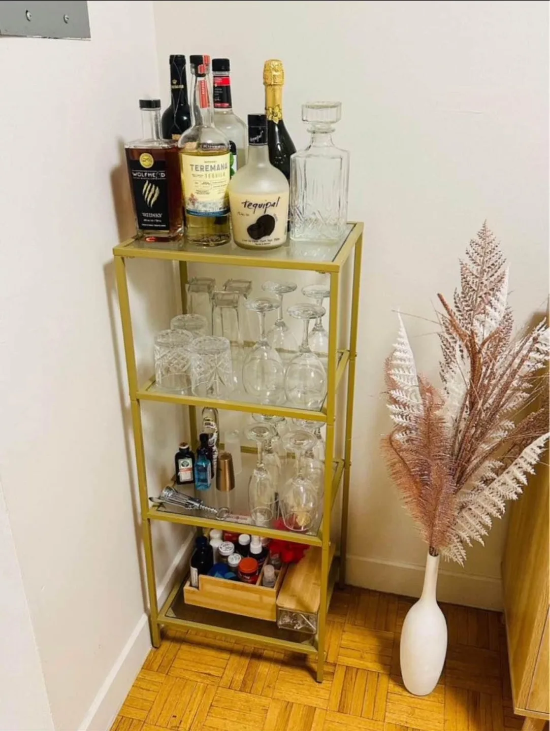 Gold Glass Console Table image indicator(4)