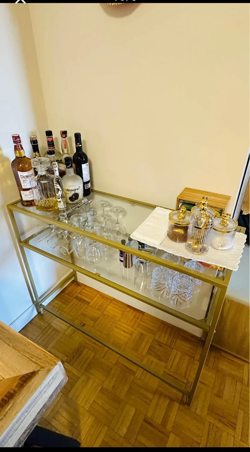 Gold Glass Console Table image indicator(5)