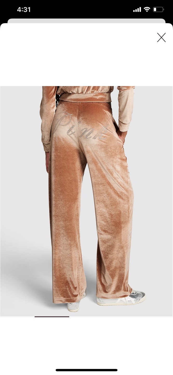 VS Pink Velour Shine Logo Wide-leg Pants - photo 2