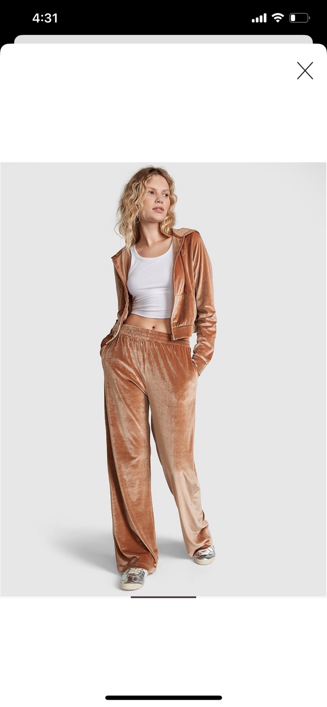 VS Pink Velour Shine Logo Wide-leg Pants - photo 4