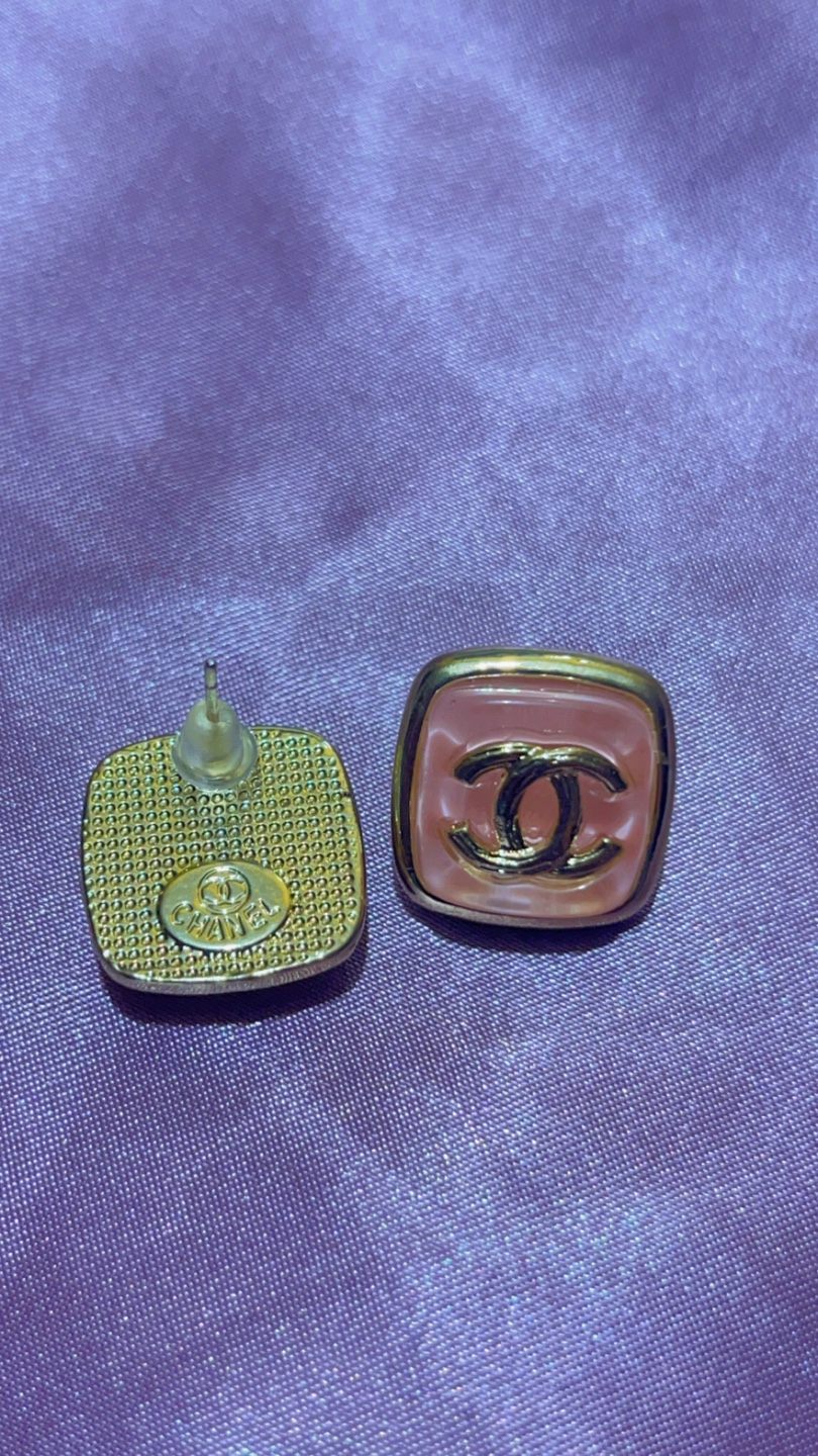 Chanel Pink Square Earrings