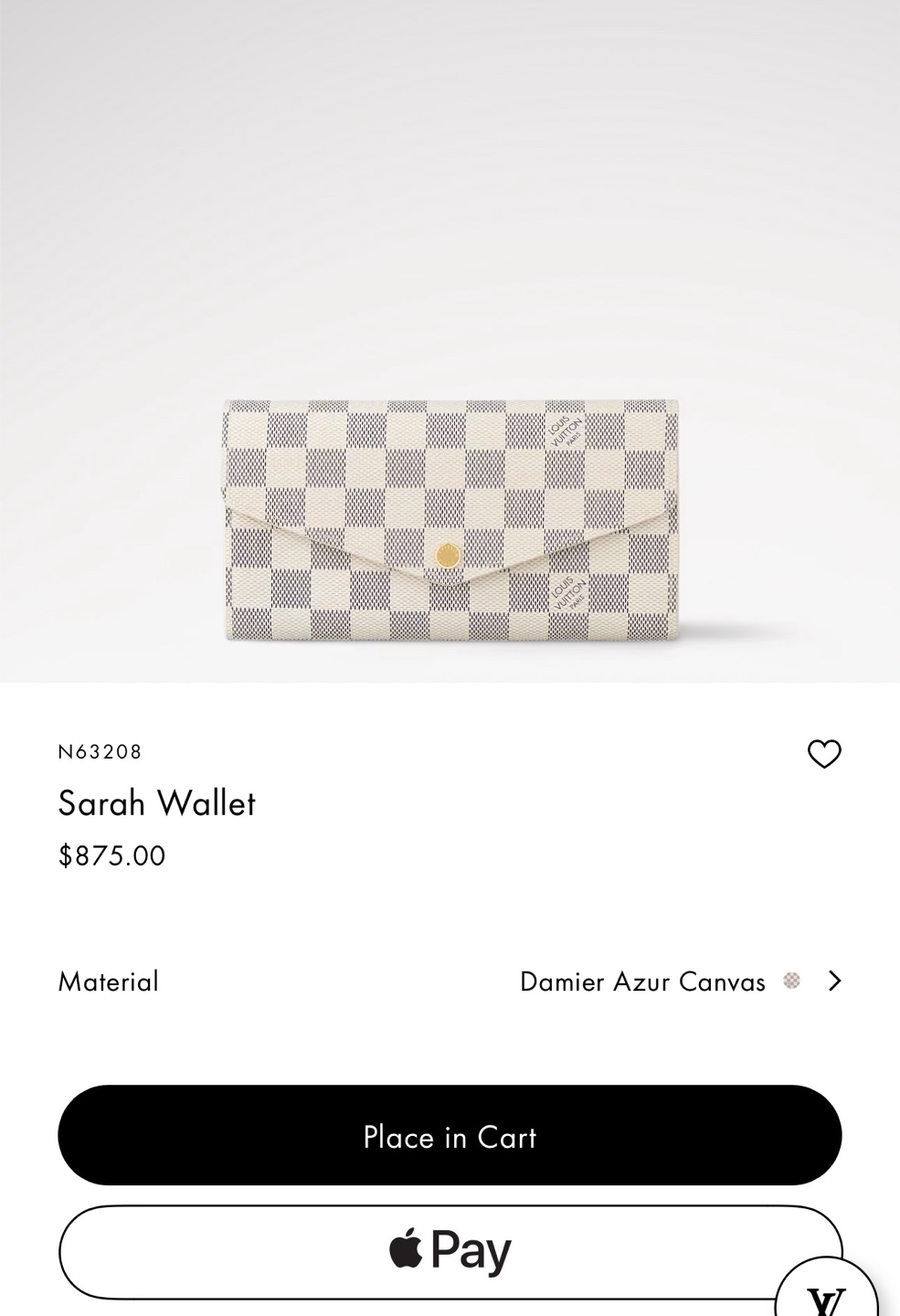Louis Vuitton Sarah Wallet Damier Azur Canvas - photo 4