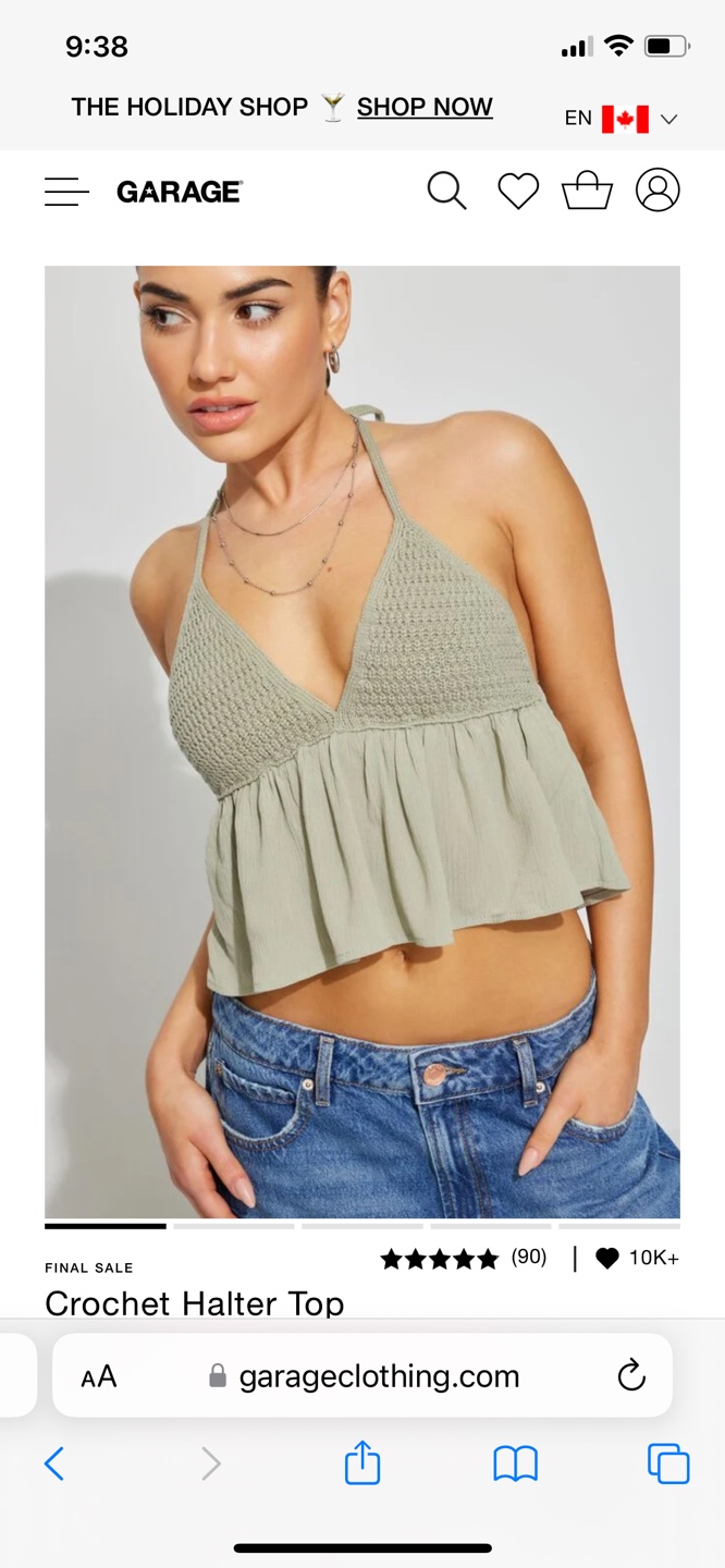 Garage Green Flowy Halter Top, size S - photo 4