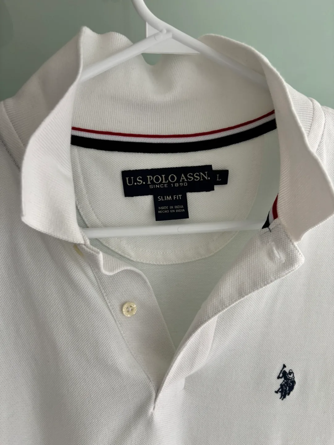 U.S. Polo Assn. Men's White Polo Shirt Size L image indicator(2)