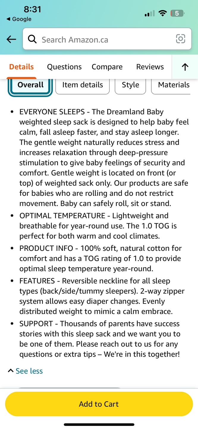 Dreamland Baby weighted Sleep Sack  - White with Stars - photo 5