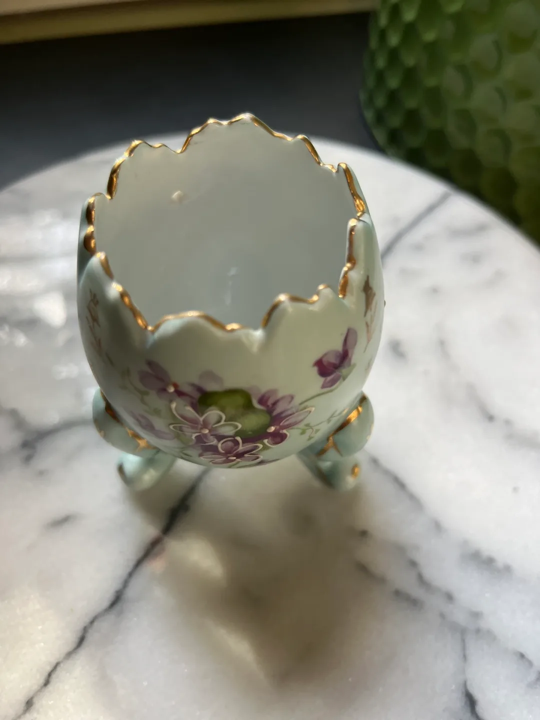 Vintage Porcelain Hatched Egg Trinket Dish image indicator(2)