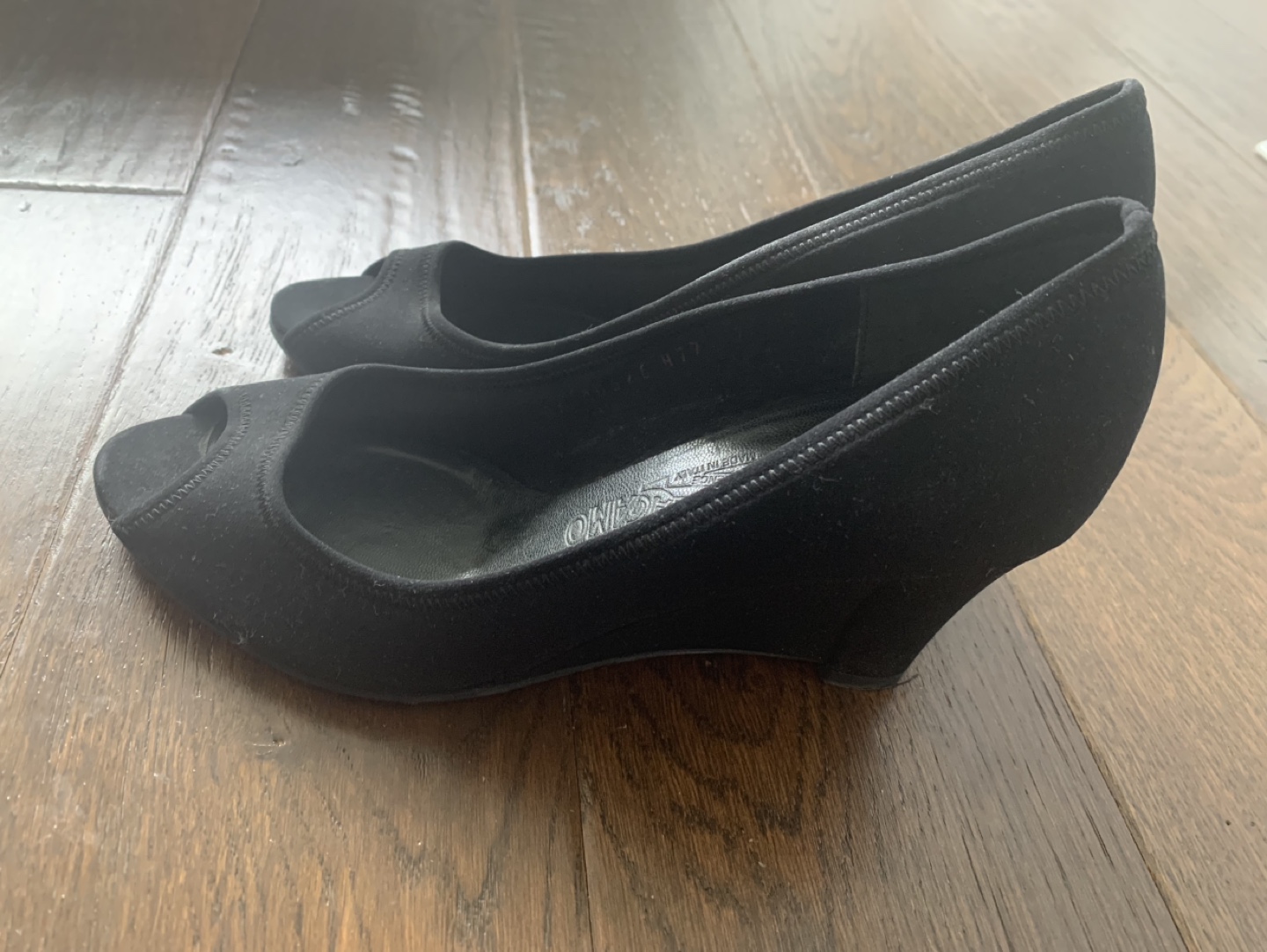 Salvatore Ferragamo Black Wedge Peep Toe pumps size 6.5