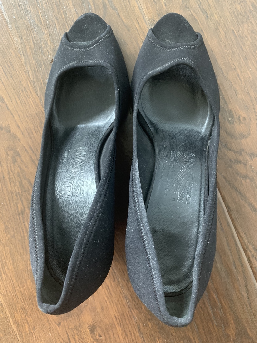 Salvatore Ferragamo Black Wedge Peep Toe pumps size 6.5 - photo 2