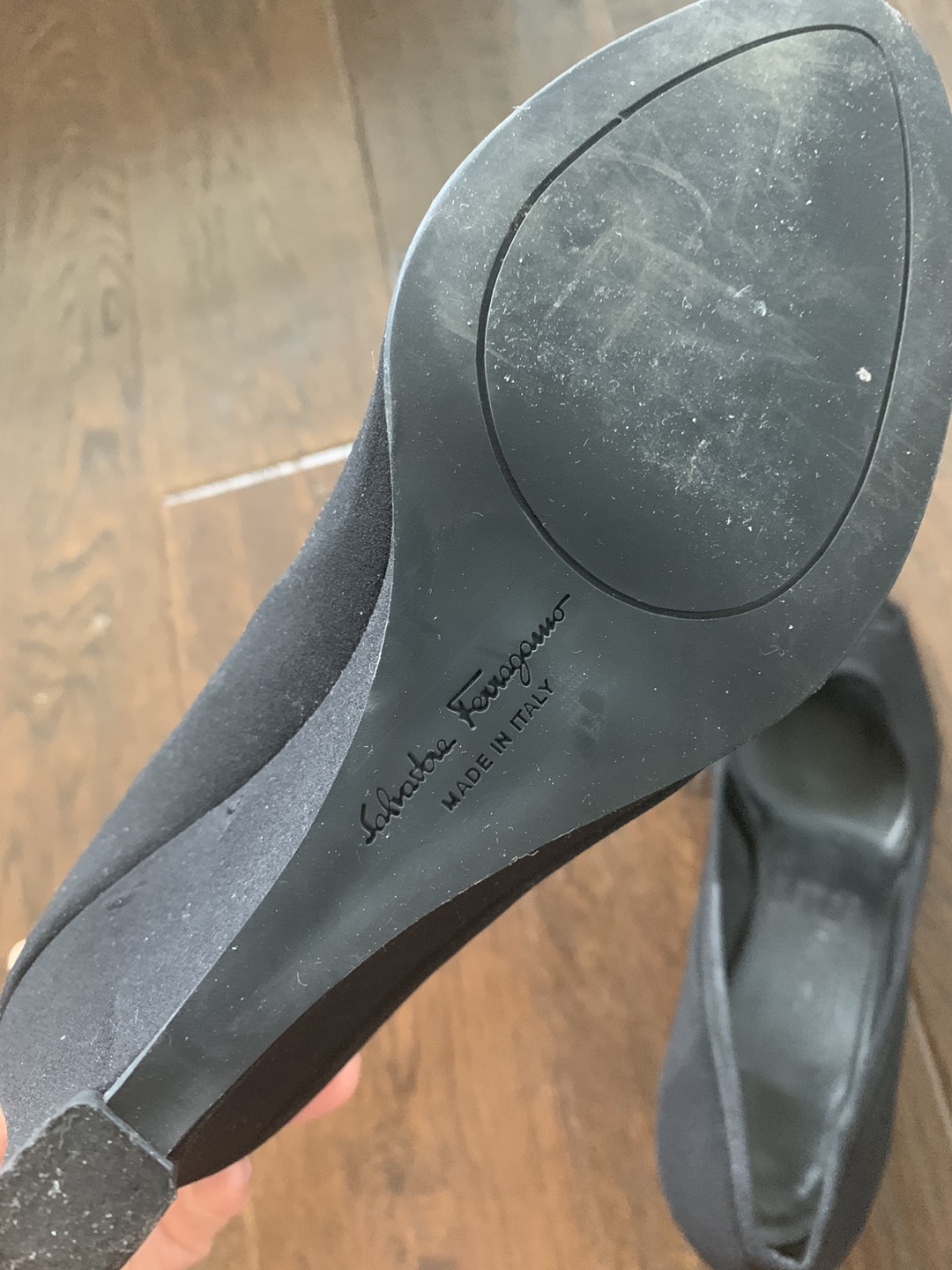 Salvatore Ferragamo Black Wedge Peep Toe pumps size 6.5 - photo 4