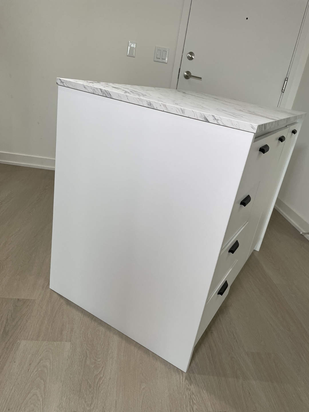 Kitchen Island with Faux White Marble Countertop - photo 5