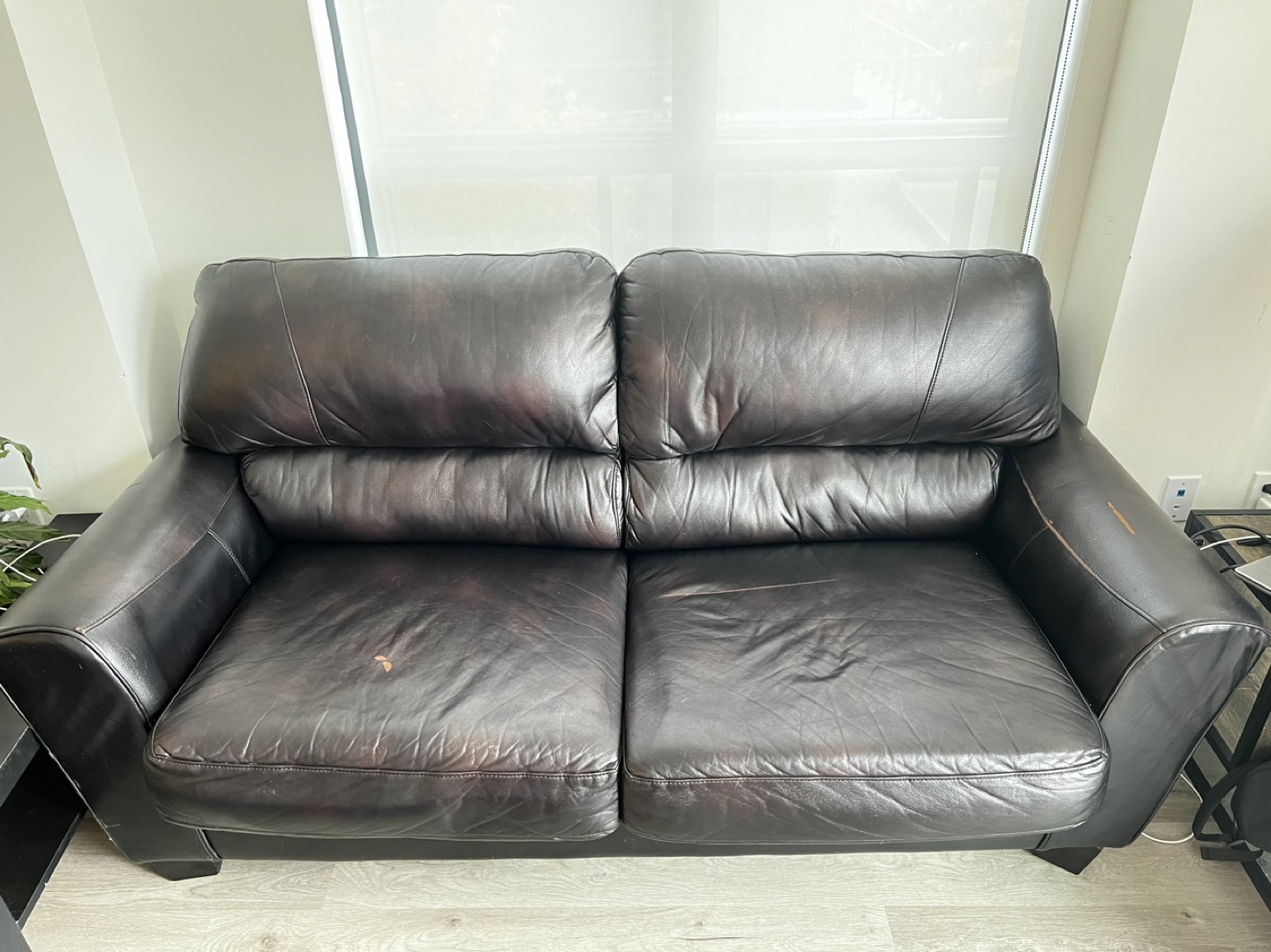 Brown leather Sofa with cover - photo 2