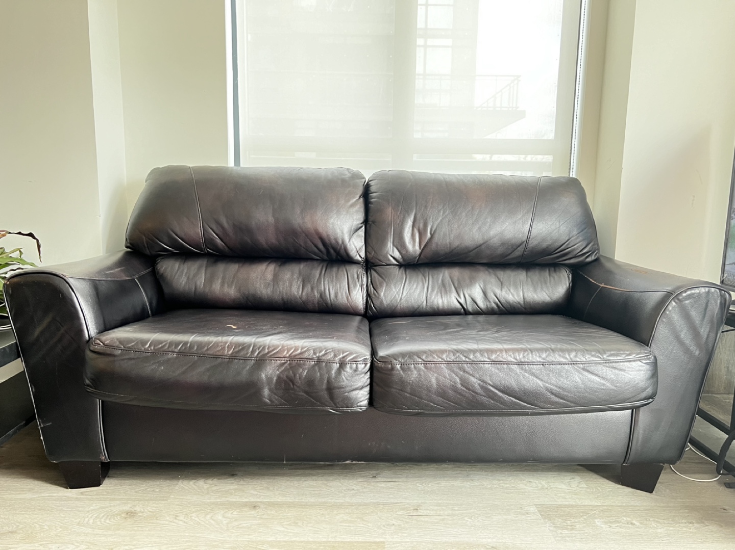 Brown leather Sofa with cover - photo 3