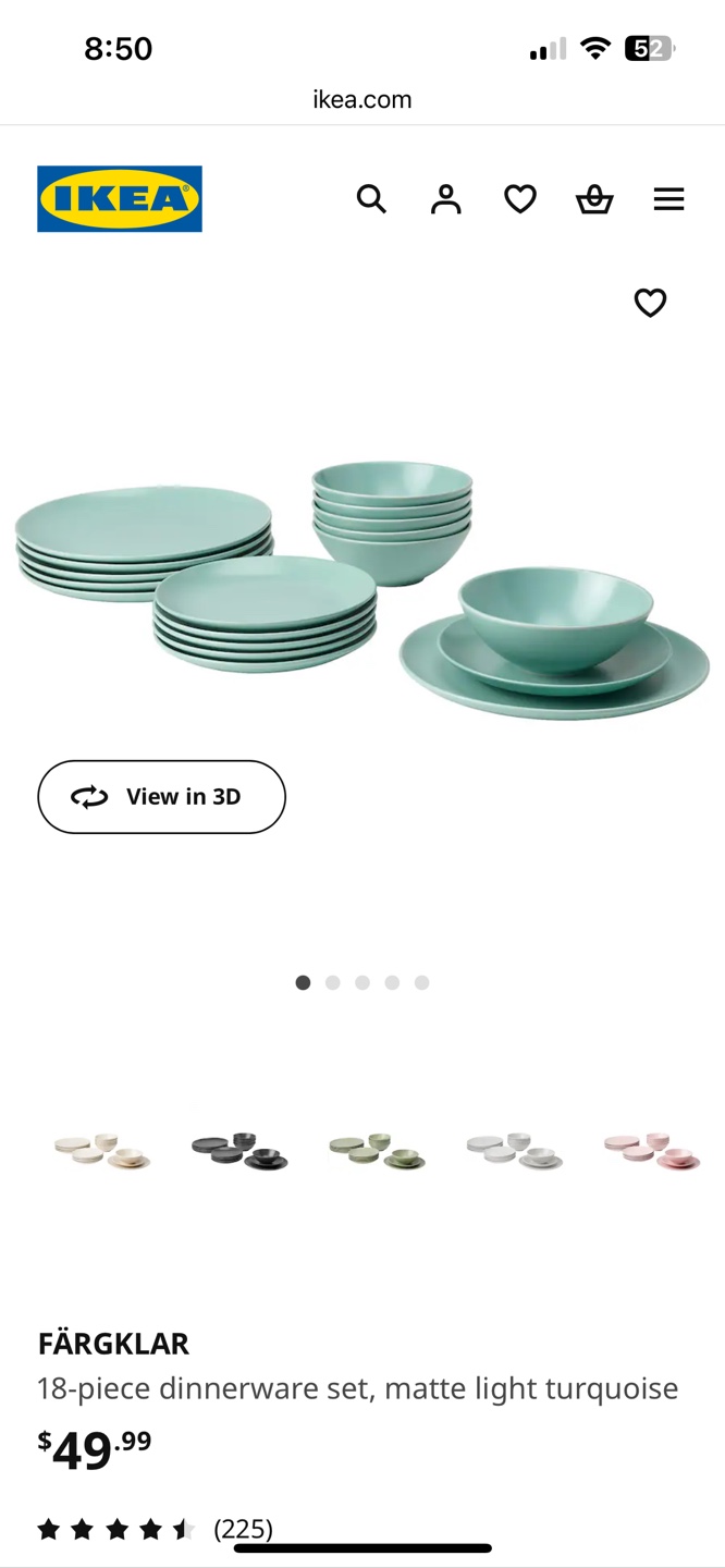 IKEA FÄRGLKAR Dinnerware Set - Light Turquoise - photo 4