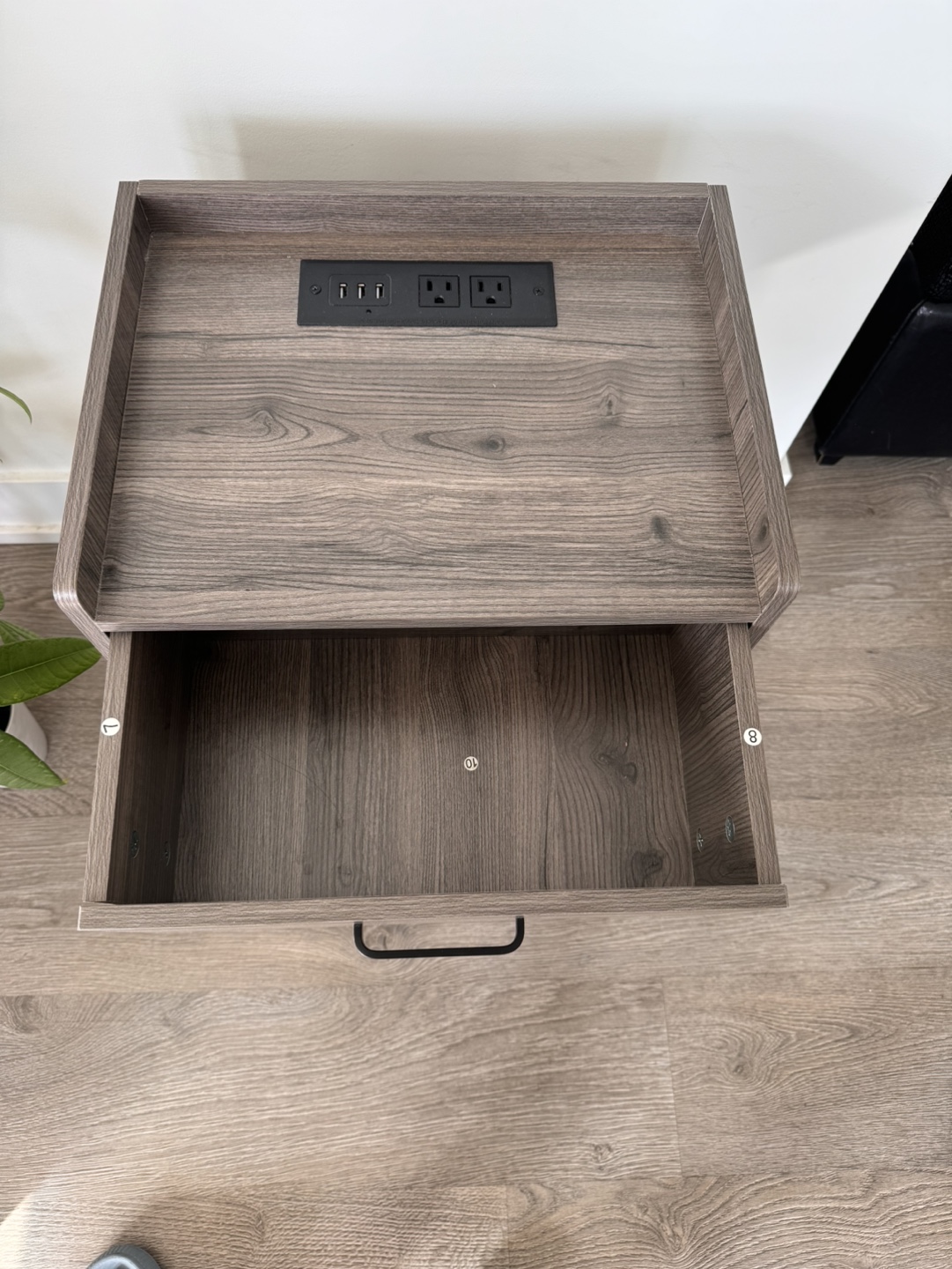 Nightstand with Built-In Outlets and Drawer - photo 2