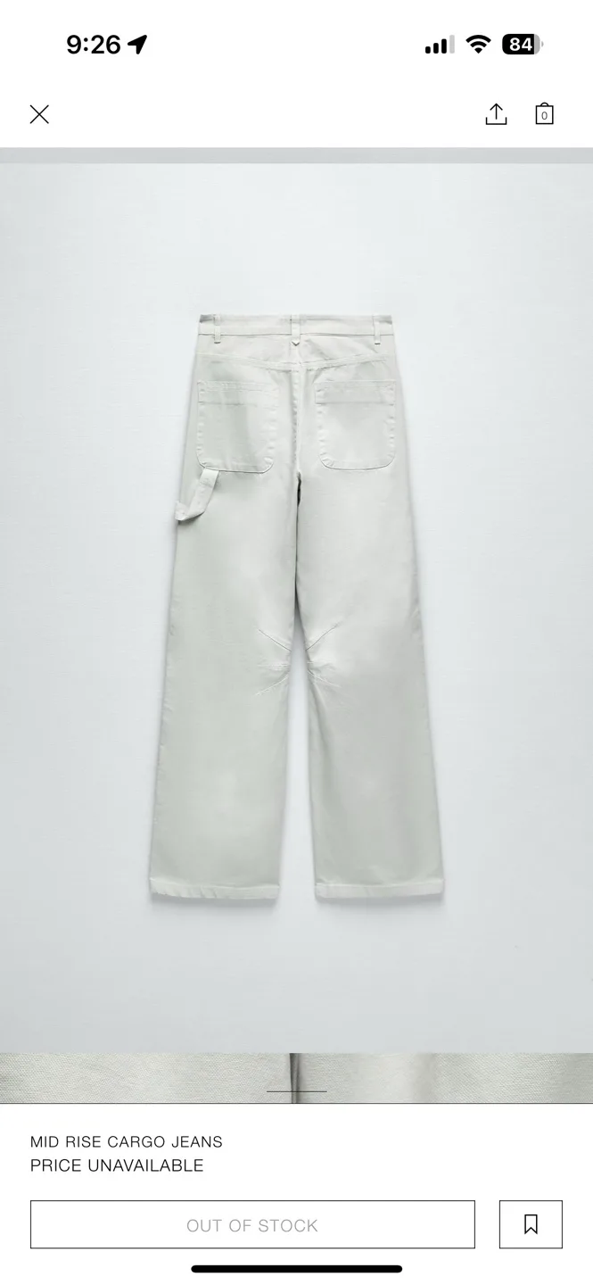 🧡 Zara Light Grey Cargo Jeans image indicator(4)