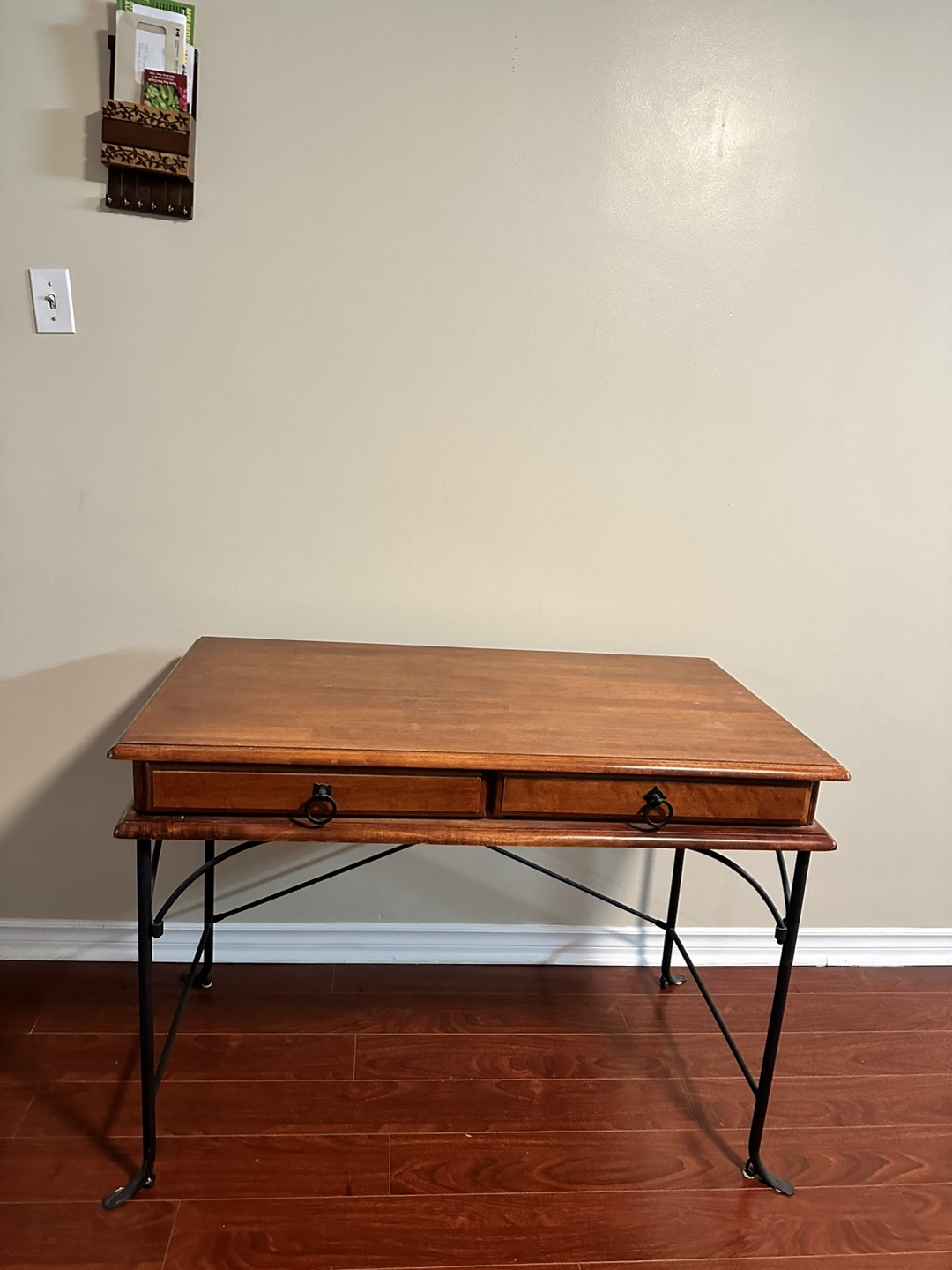 Wooden Desk with Black Metal Legs