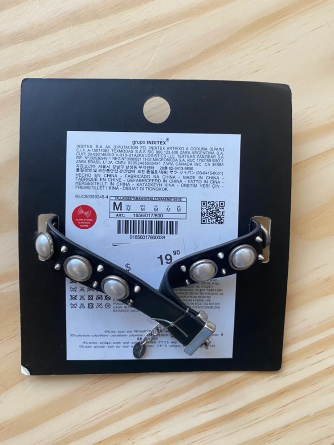 Zara Faux Leather Black Choker with Pearl Detail image indicator(2)