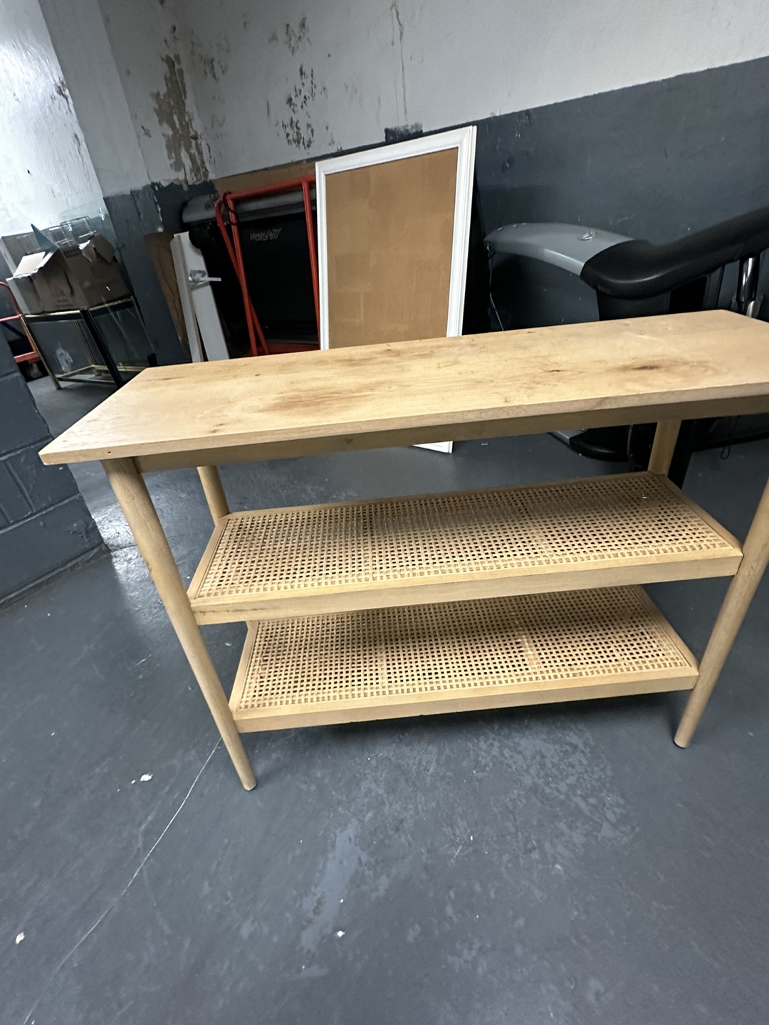 Wood Console Table with Cane Shelves - photo 2