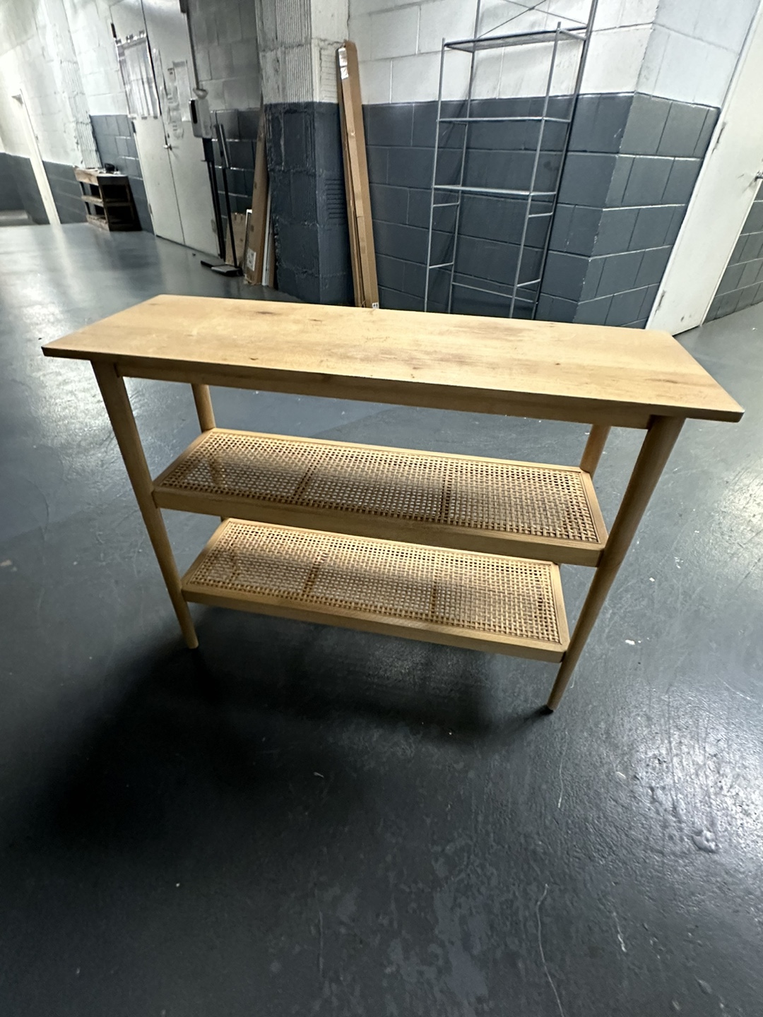 Wood Console Table with Cane Shelves - photo 3