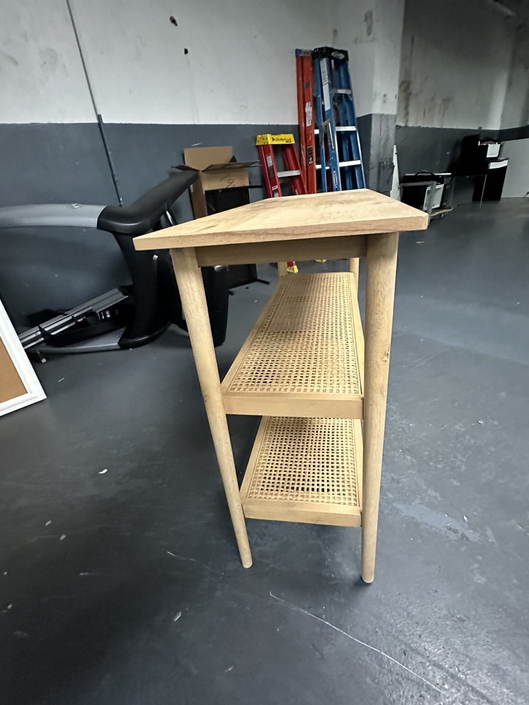Wood Console Table with Cane Shelves - photo 4