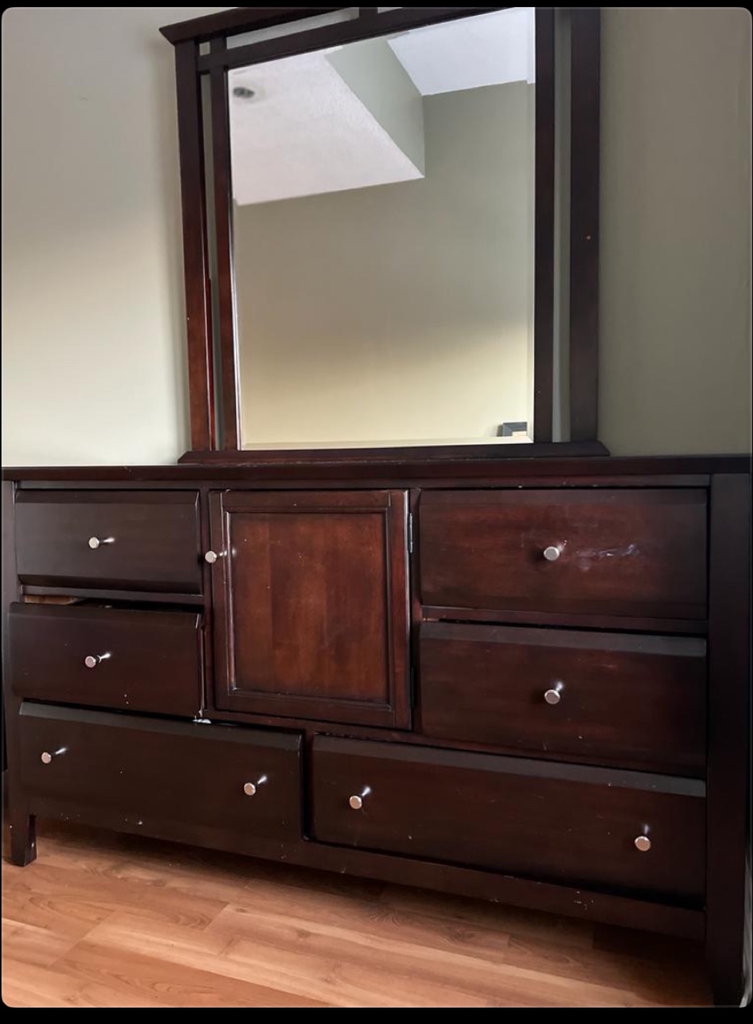 Dark Wood Dresser and Nightstand Set