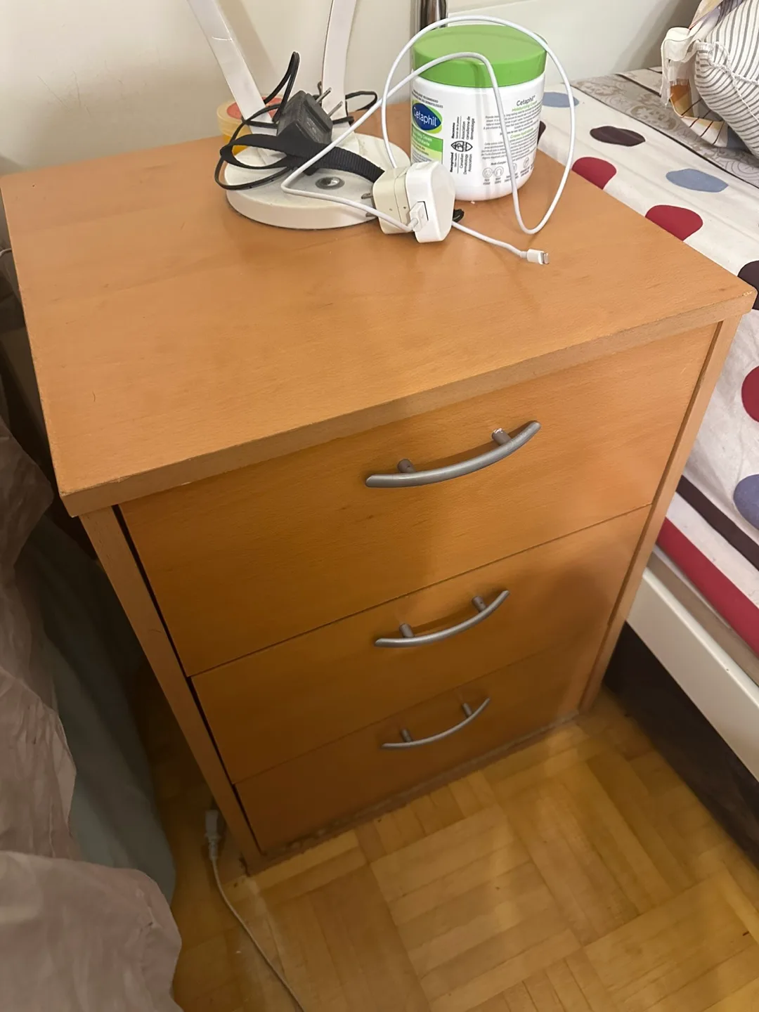 Wooden Nightstand with 3 Drawers thumbnail