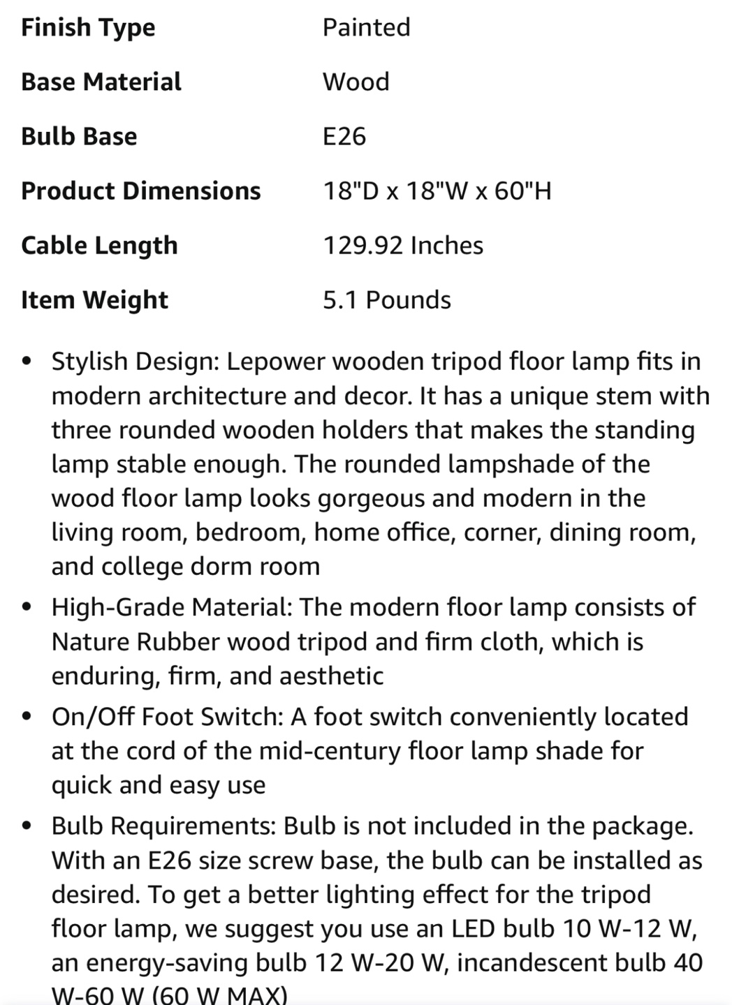 Wooden Tripod Floor Lamp - photo 5