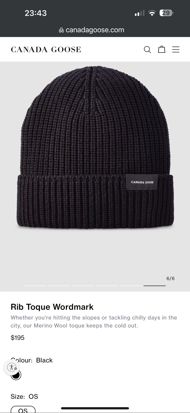 Canada Goose Rib Toque Wordmark Black Beanie
