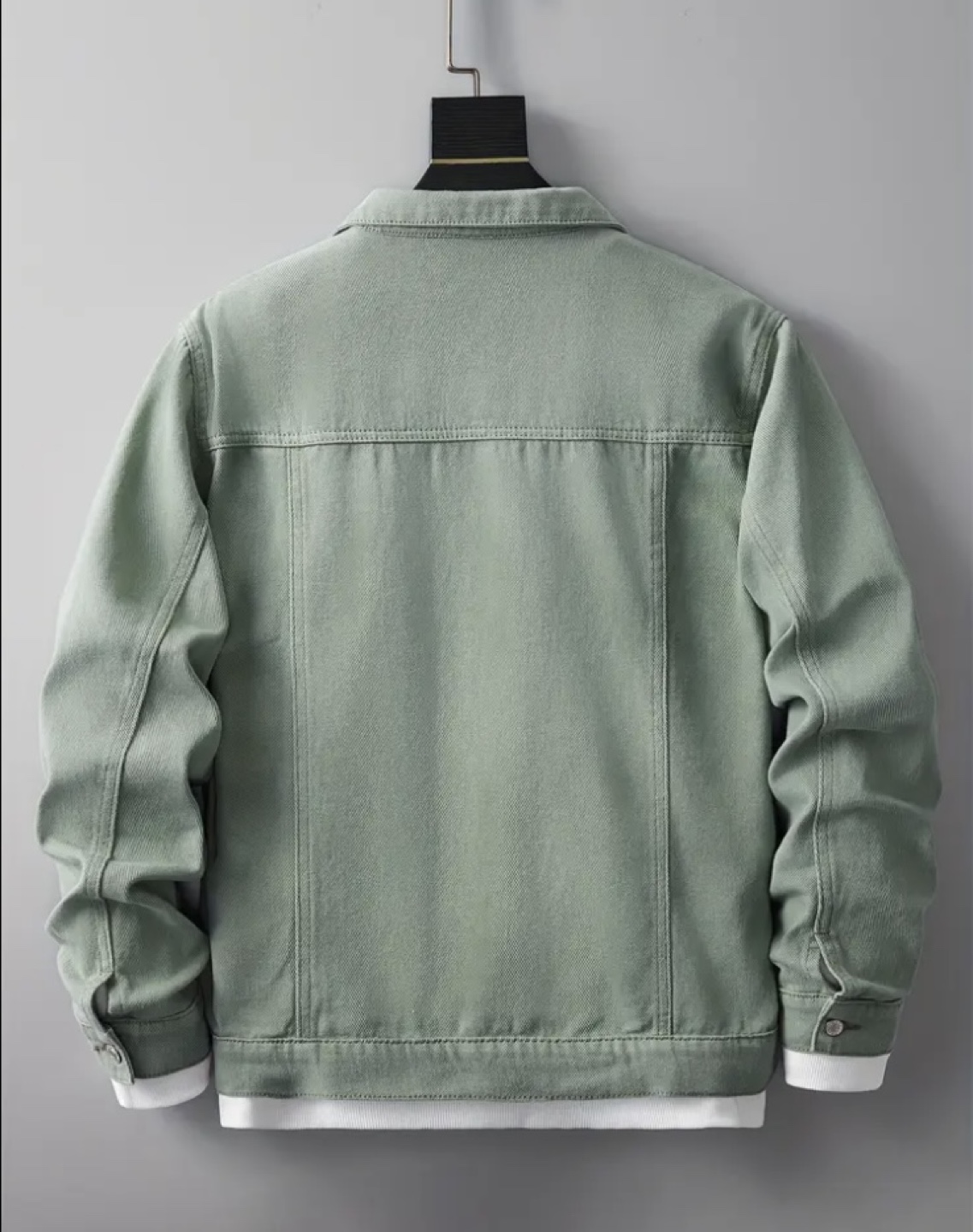 Green Distressed Denim Jacket - photo 2