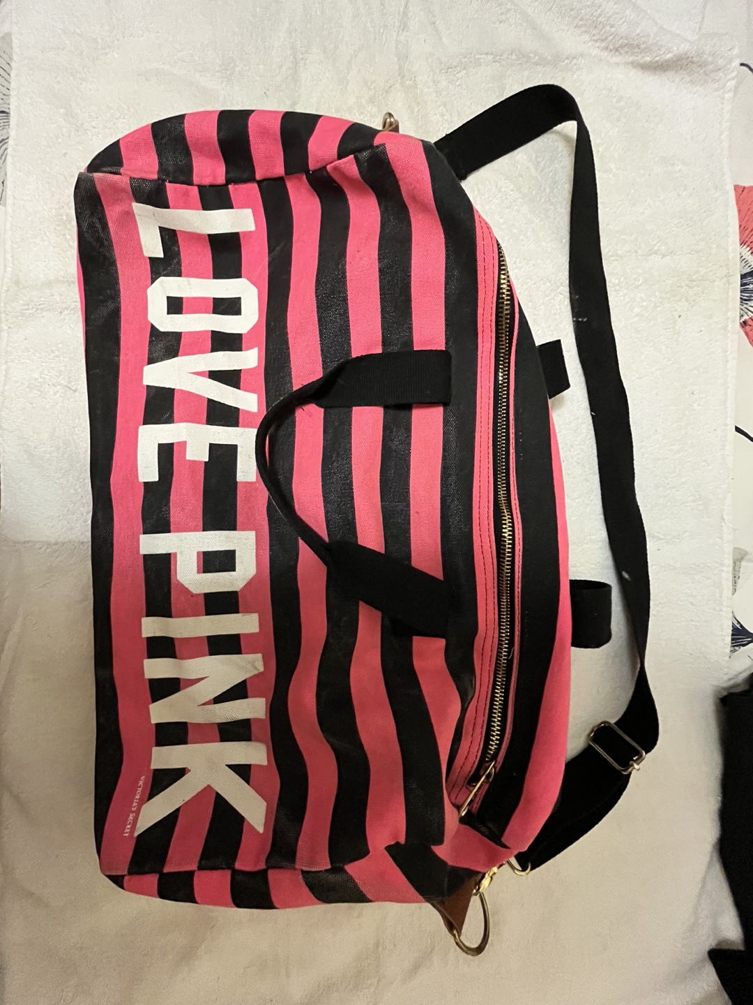 Pink Striped Duffle Bag - photo 3