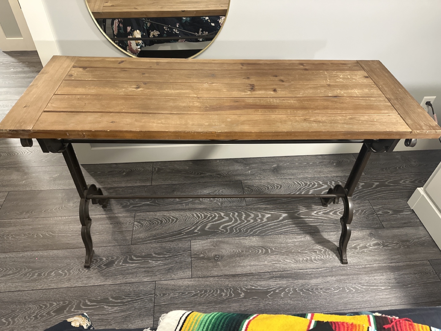 Wooden Console Table with Metal Legs