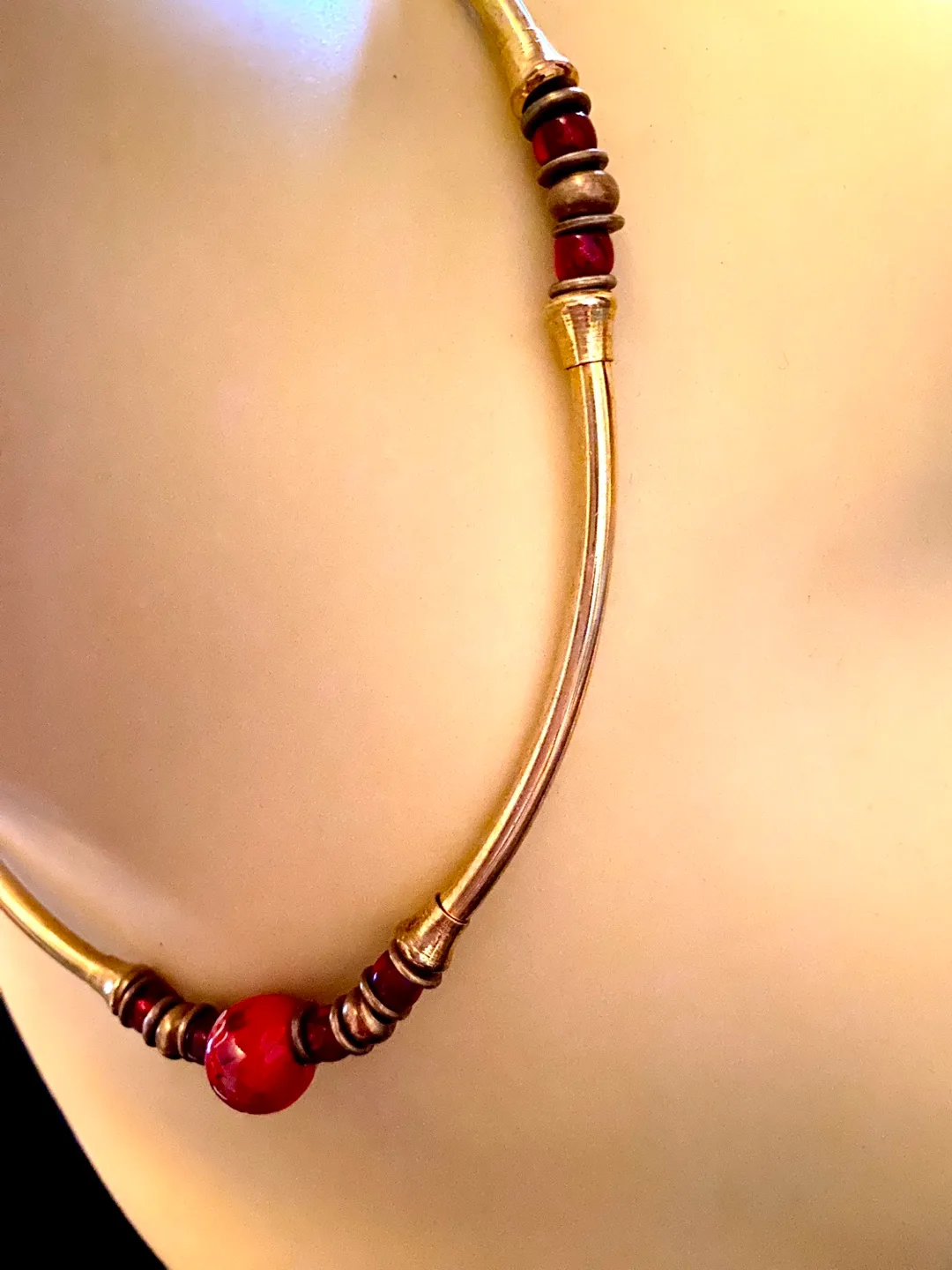 Brass Choker with Red Beads image indicator(2)