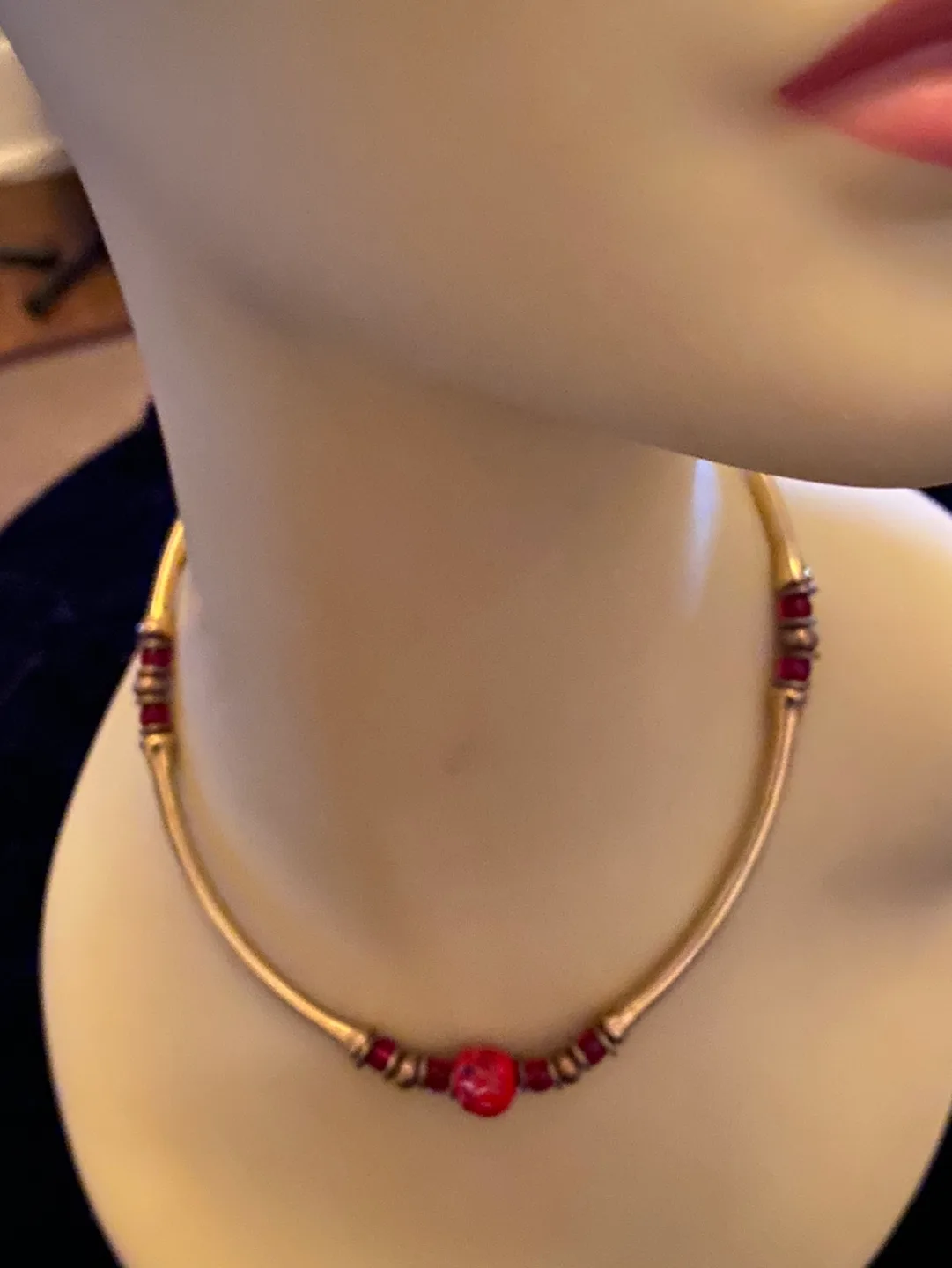 Brass Choker with Red Beads image indicator(5)