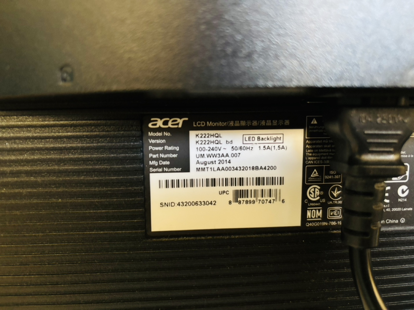 Acer 21.5 inch Monitor - photo 3