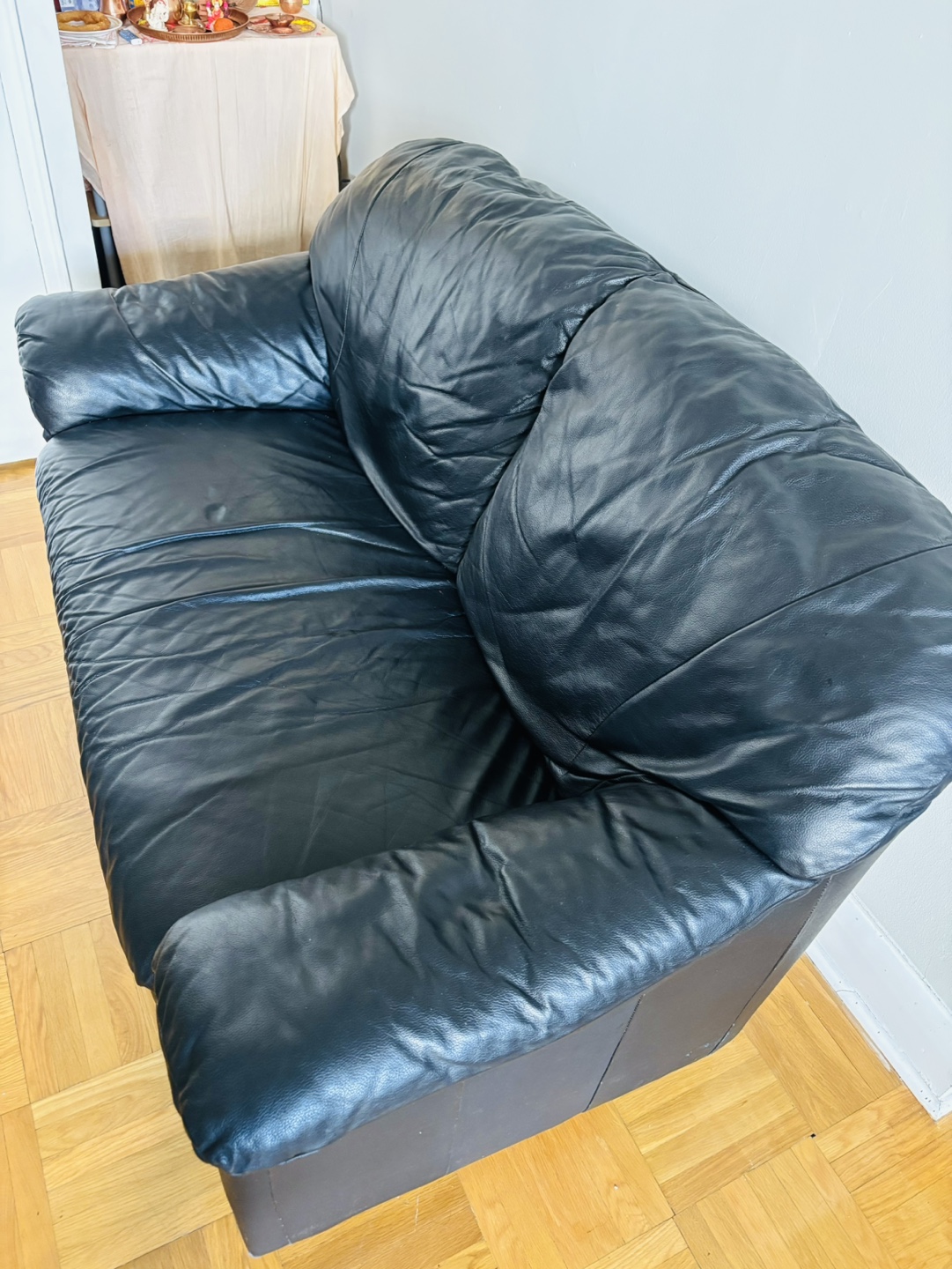 Black Leather Sofa - photo 2