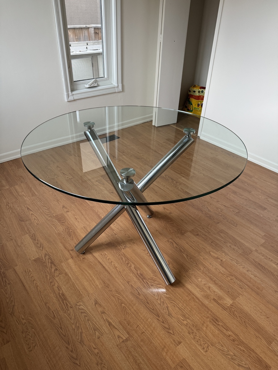 Glass and Chrome Dining Table