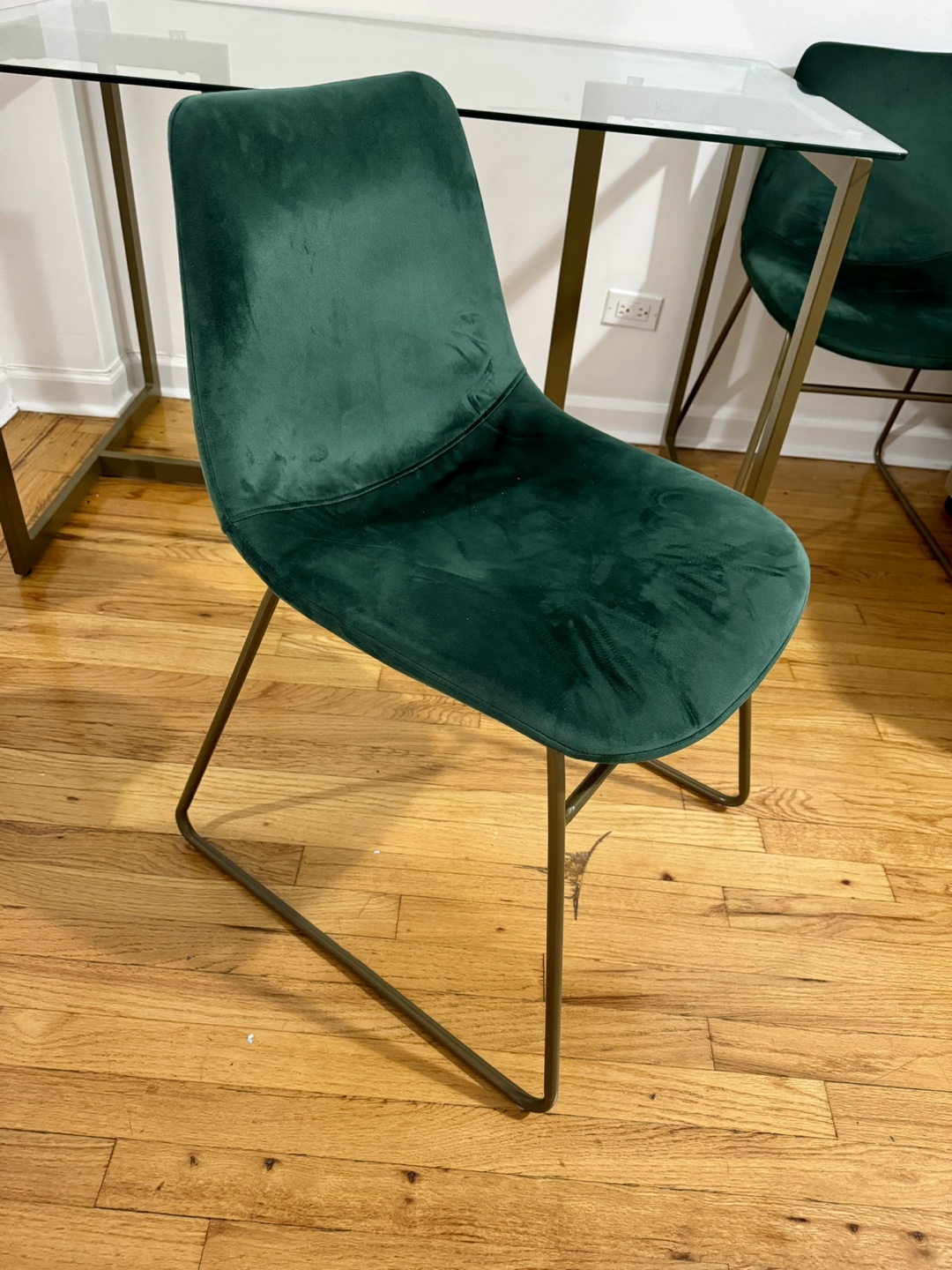 Green Velvet Dining table andChairs (Set of 4)