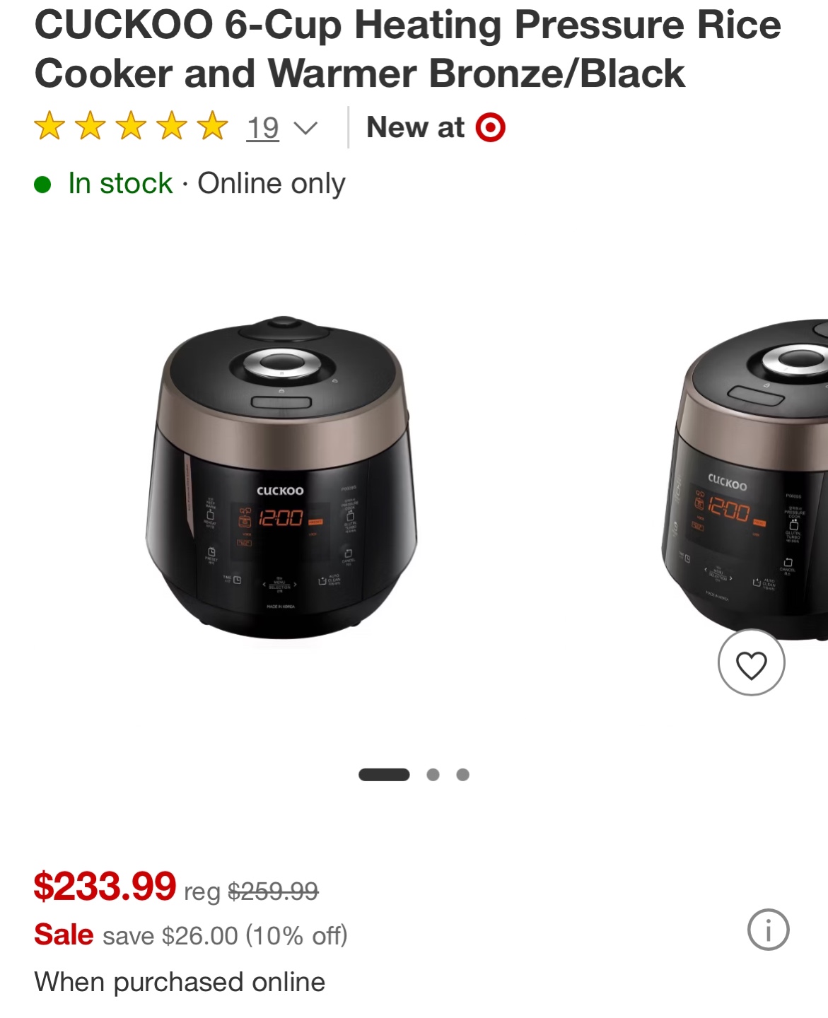 Cuckoo 6-Cup Electric Pressure Rice Cooker and Warmer