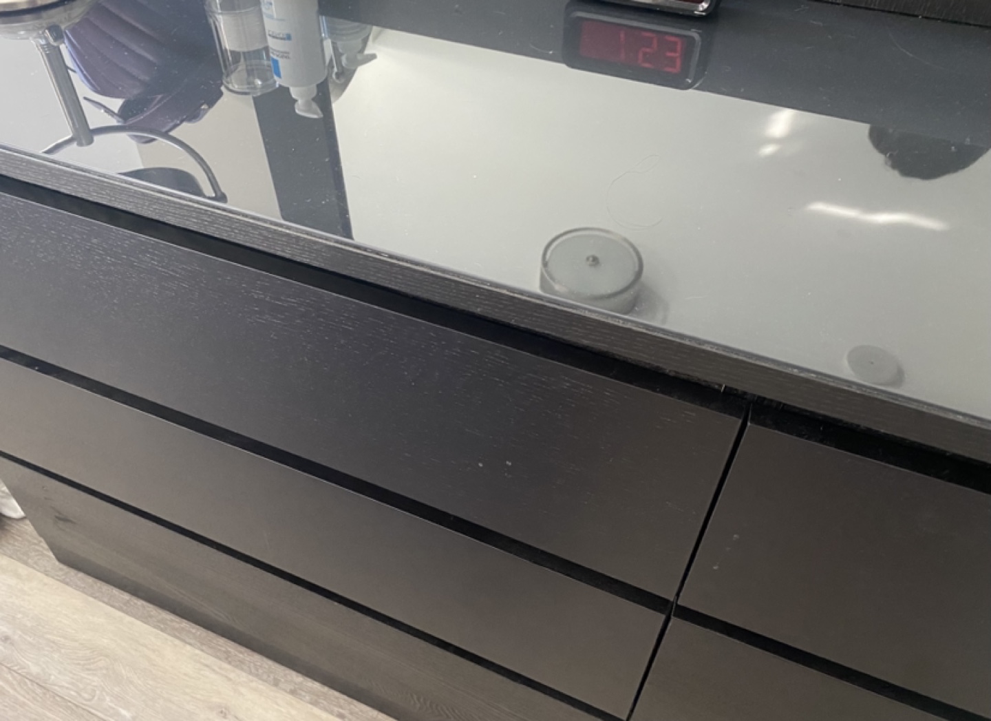 IKEA- MALM- 6 drawer chest with glass top