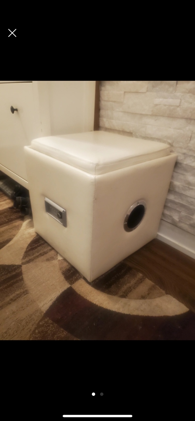 White leather Storage Ottoman
