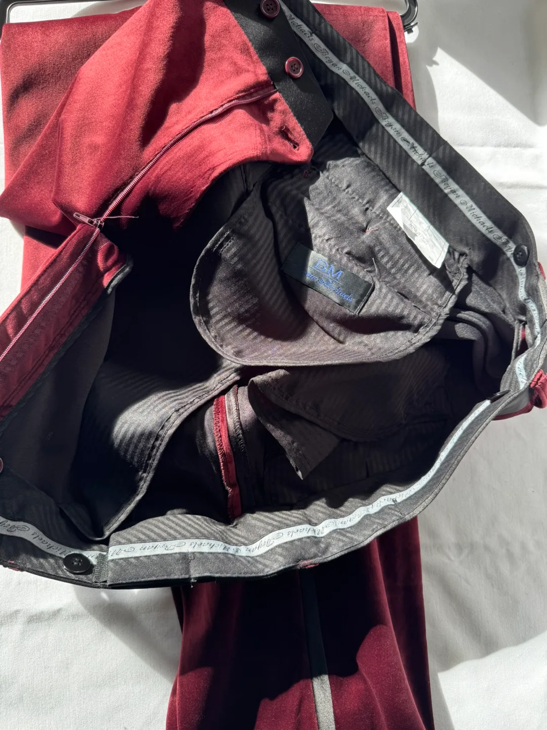 New Bryan Michaels Red Velvet Tuxedo Dress Pants image indicator(4)